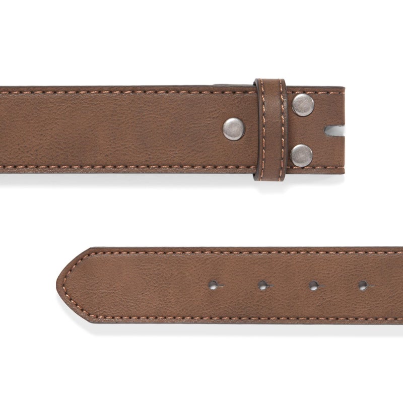 BC Belts Leather Belt Strap with Vintage Distressed Texture 1.5" Wide with Snaps (Dark Brown-S) - Image 4